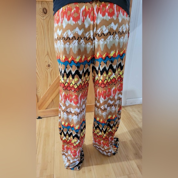 2 for $12 ⚜️Focus 2000 Colorful Palazzo Pants Wide Legs Comfort Waist Size Large - Picture 5 of 7